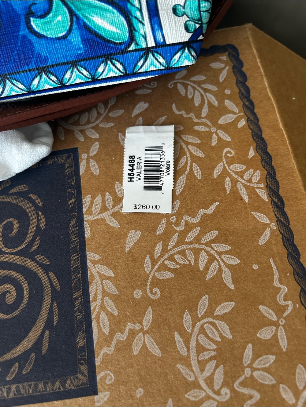 Brighton Brown Trim Blue & Teal Floral Scroll Crossbody - Picture 4 of 6